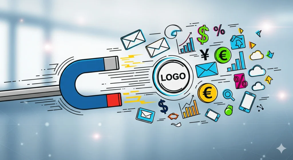 "Lead magnet attracting customer leads and business growth."